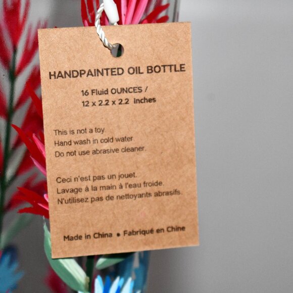 YIYUKODO 17oz Hand Painted Glass Olive Oil Bottle – 500ml Oil and Vinegar Cruet - Picture 4 of 5